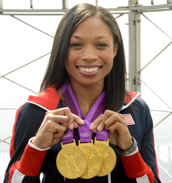 2012 Olympic Gold Medalist Allyson Felix Visits The Empire State Building