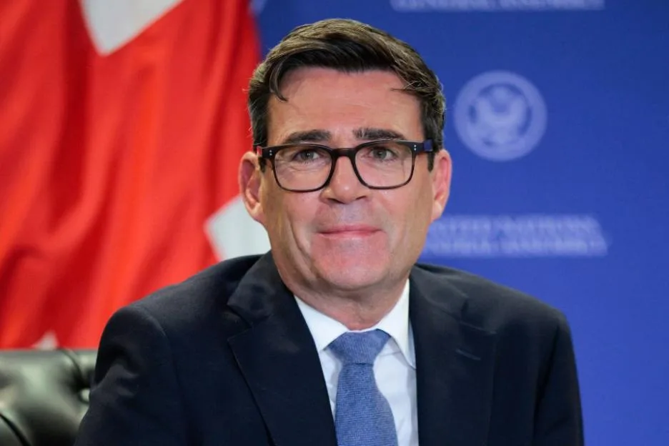 UK Prime Minister Andy Burnham looking on during a bilateral meeting.