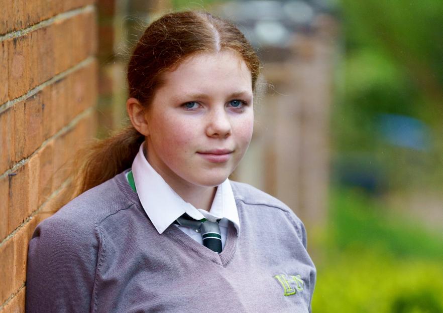 Phoebe Simmons in her banned school jumper.