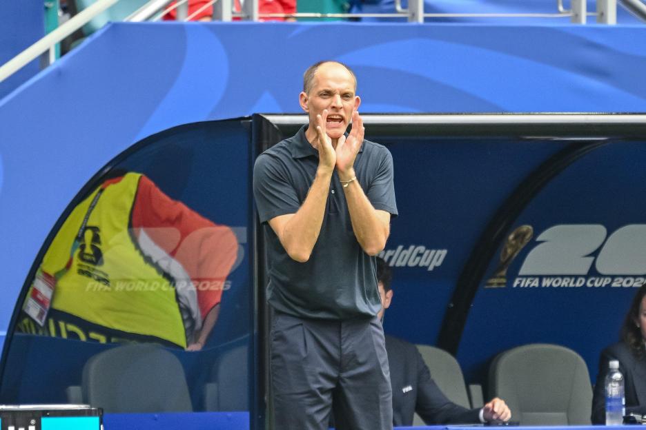 Coach Thomas Tuchel gestures during the FIFA World Cup 2026 Quarter Final match.