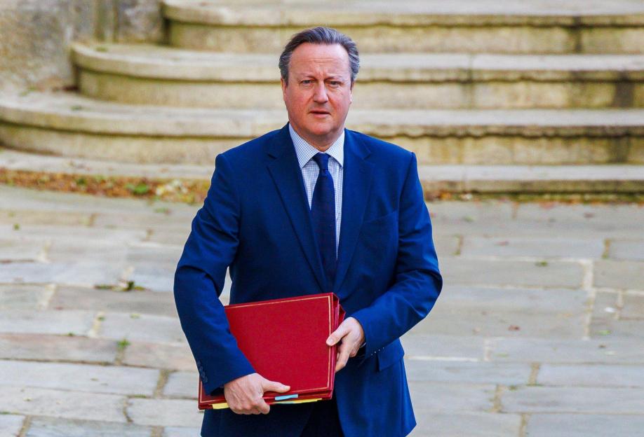 David Cameron, Foreign Secretary, at Downing Street for the Cabinet meeting.