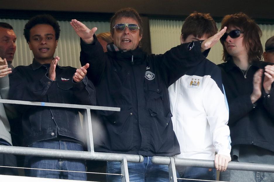 Liam Gallagher celebrating with his family after Manchester City won the FA Cup Final.
