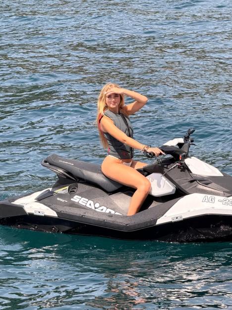 Princess Andre on a jet ski in Monaco.