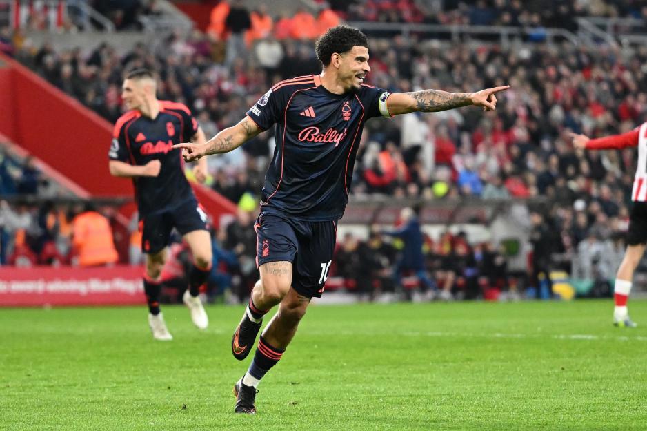 Morgan Gibbs-White celebrating his goal and assist for Nottingham Forest.
