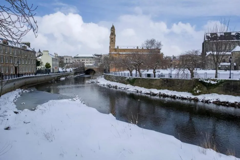 Paisley covered in snow and ice during the Beast from the East.