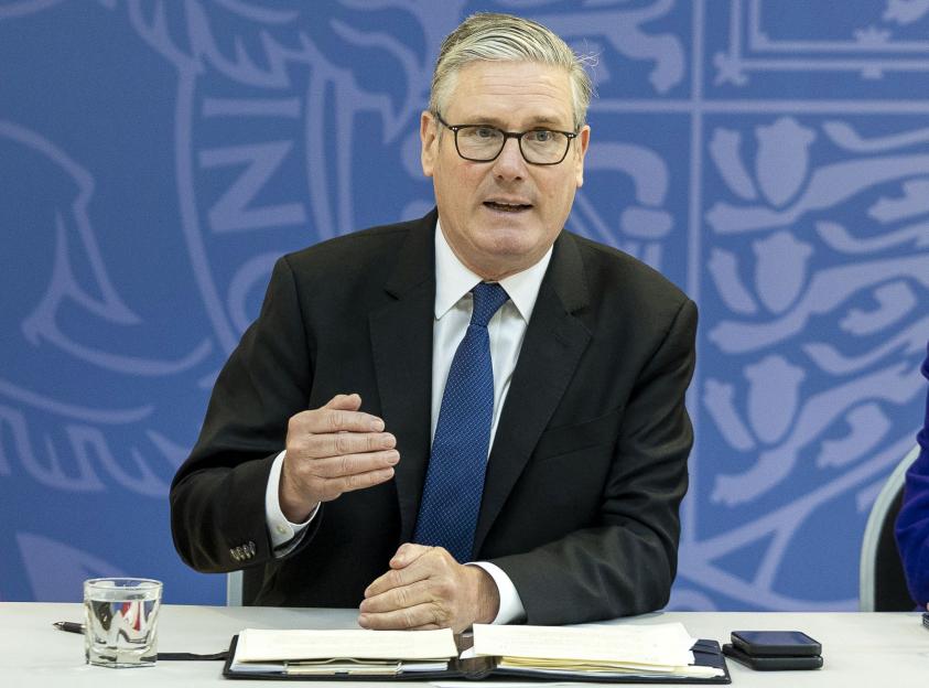 Britain's Prime Minister Keir Starmer speaking at a meeting of Regional Mayors.