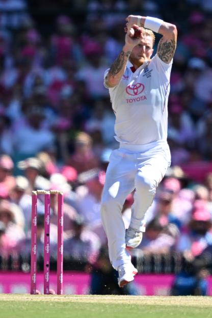 Ben Stokes of England bowls during Day 3 of the Fifth Men’s Ashes Test.