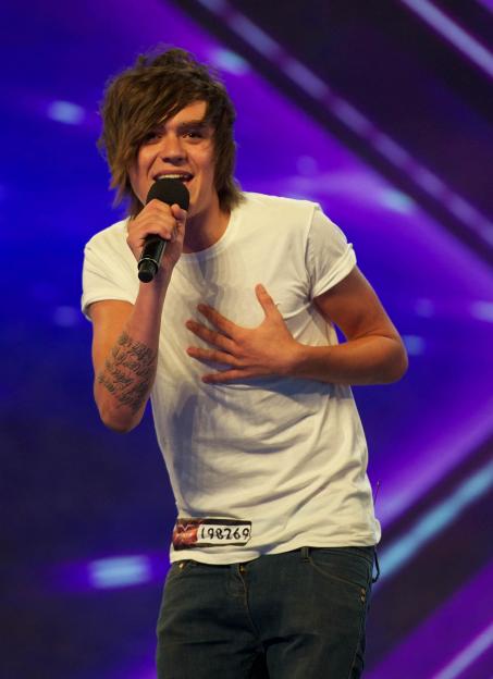 Frankie Cocozza singing on The X Factor.