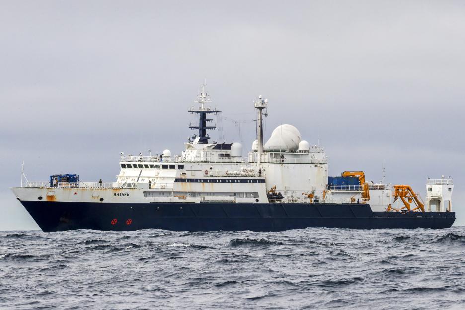 Russian specialist reconnaissance ship Yantar at sea.