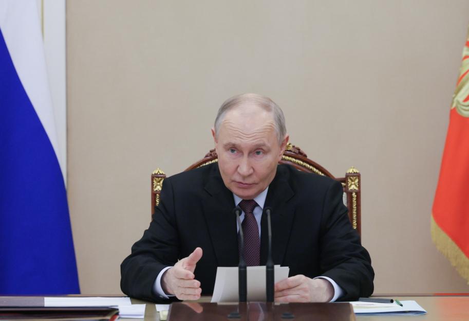Russian President Vladimir Putin holds a meeting on economic issues