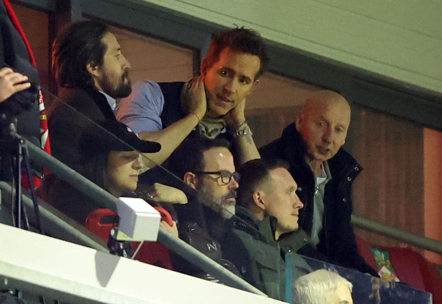 Ryan Reynolds watching the Emirates FA Cup football match.