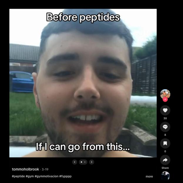 Screenshot of a video titled "Before peptides" showing a man speaking.