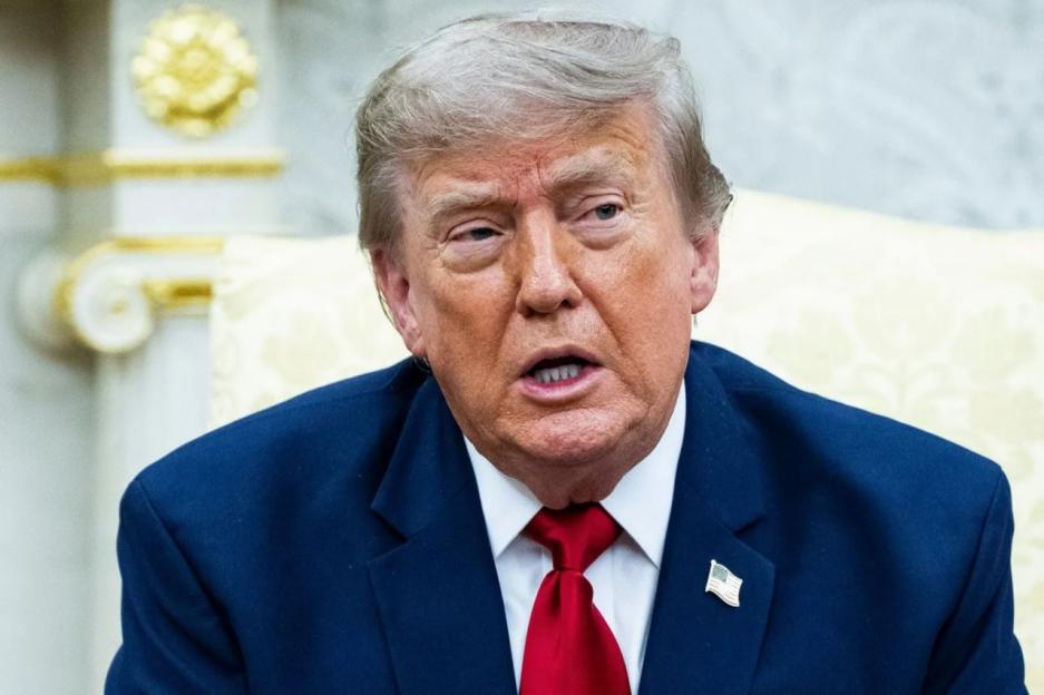 President Donald J. Trump speaking during a meeting in the Oval Office.