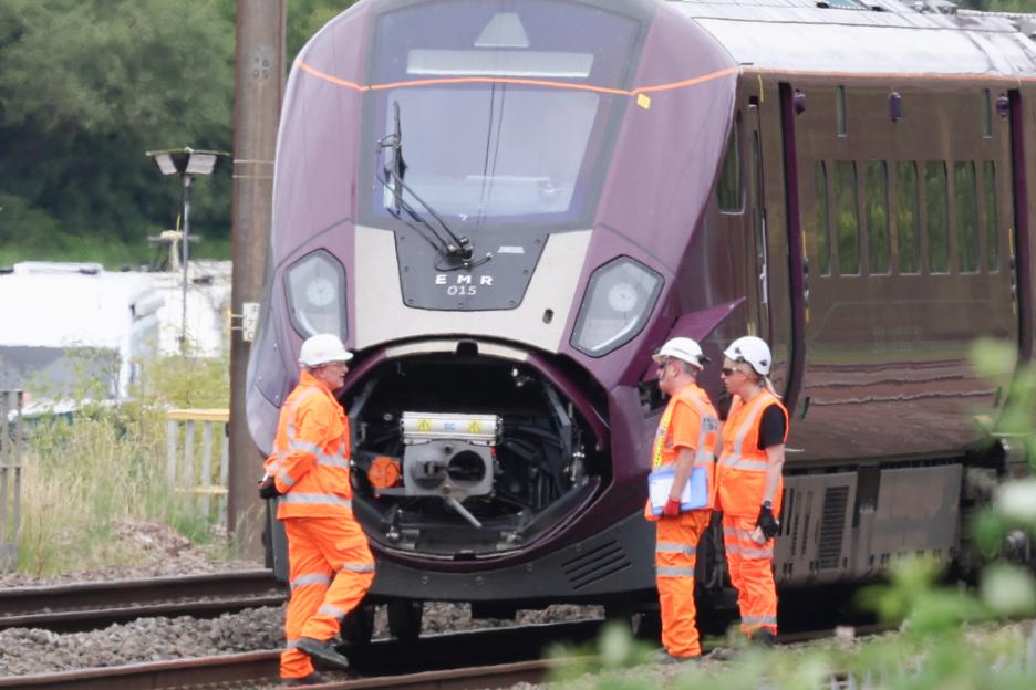 The scene of a train collision on the line between Luton and Bedford