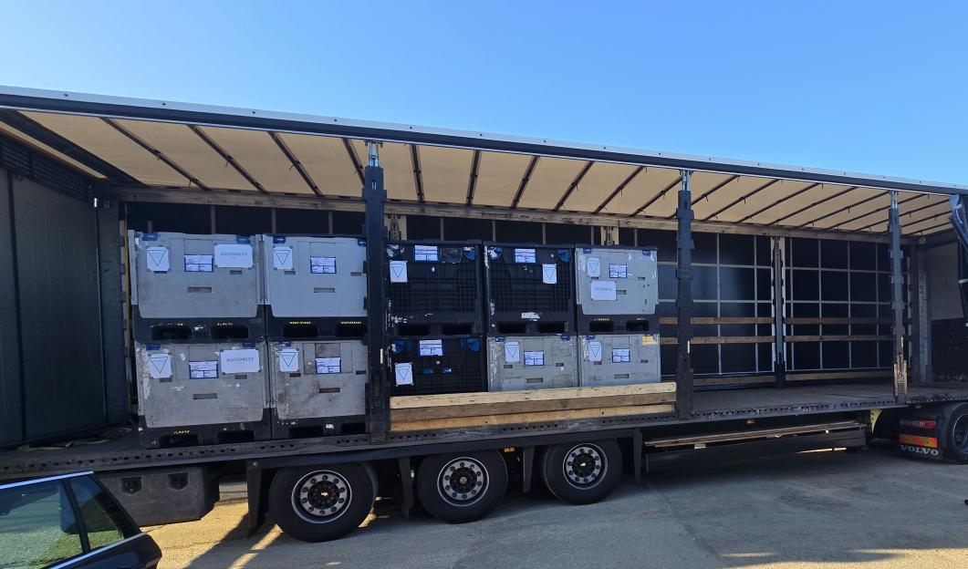Truck loaded with boxes containing Class A drugs.