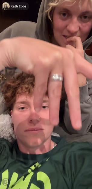 Kath Ebbs and Tilly showing off an engagement ring.