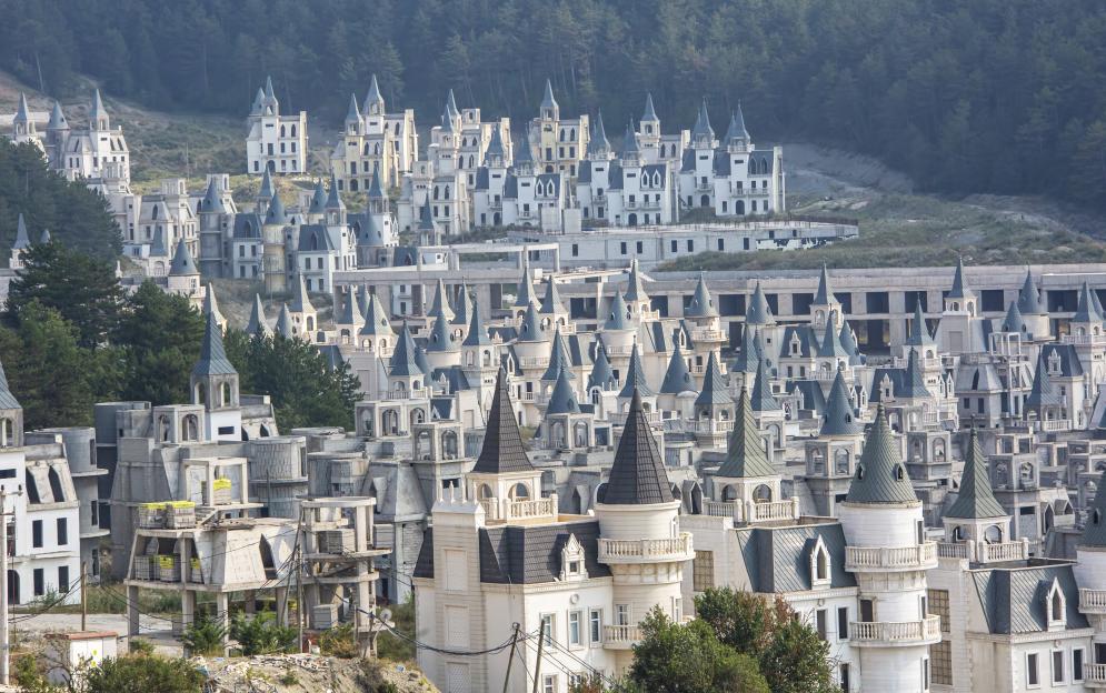 Abandoned chateau houses of Burj Al Babas in Mudurnu, Turkey.