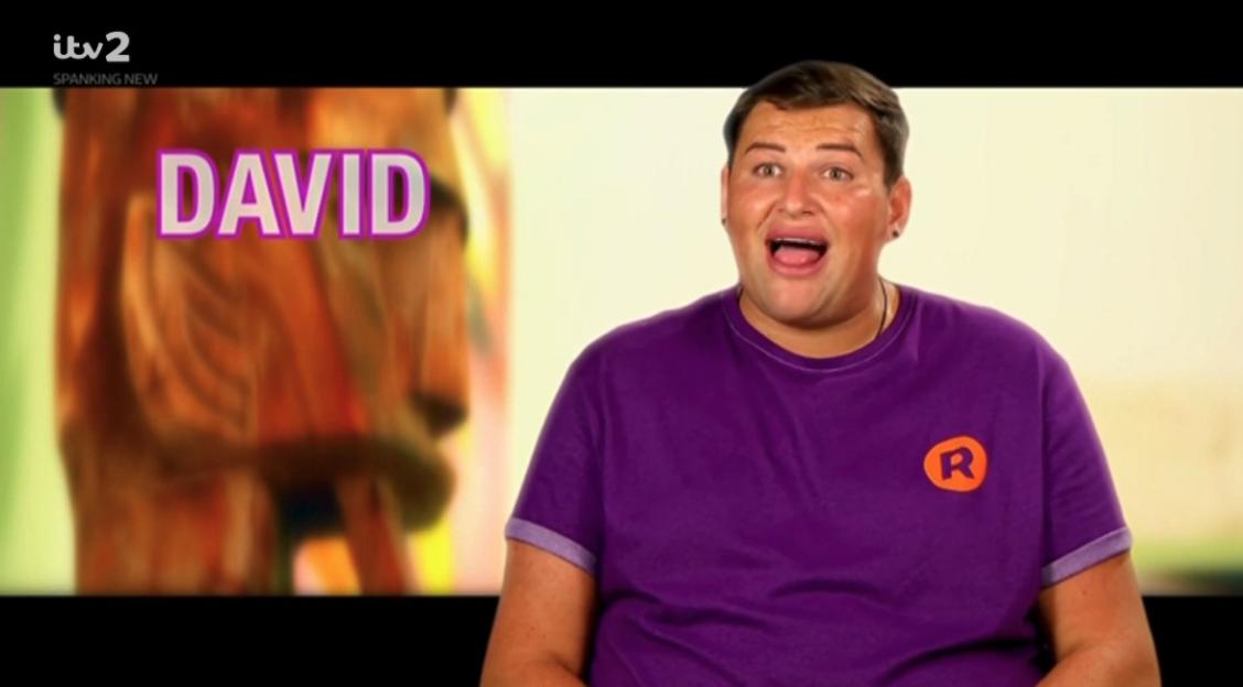 David Potts on Ibiza Weekender, wearing a purple t-shirt with an orange 'R' logo.