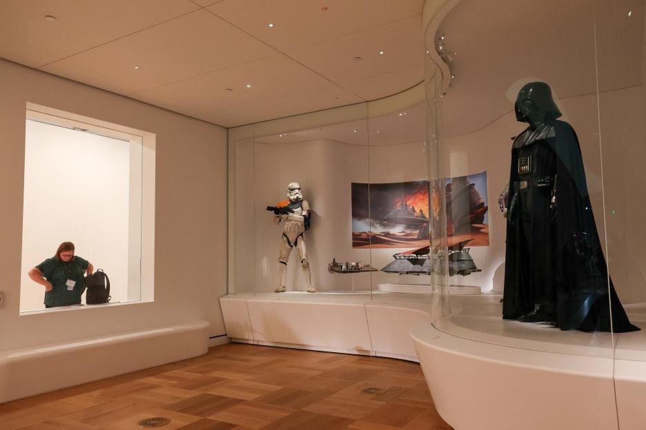 Exhibits from the Star Wars gallery at the Lucas Museum of Narrative Art.