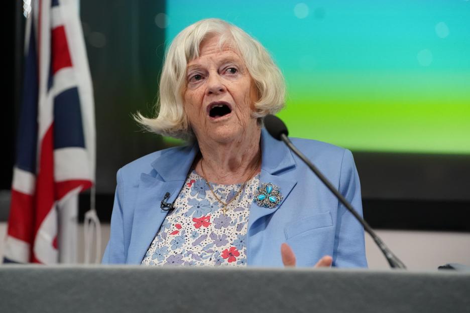 Ann Widdecombe speaking during a Reform UK General Election campaign launch.