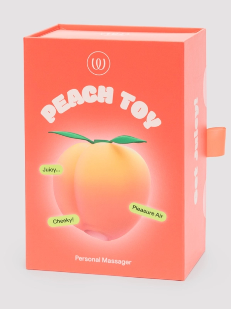 Womanizer Peach Toy Rechargeable Clitoral Stimulator packaging.