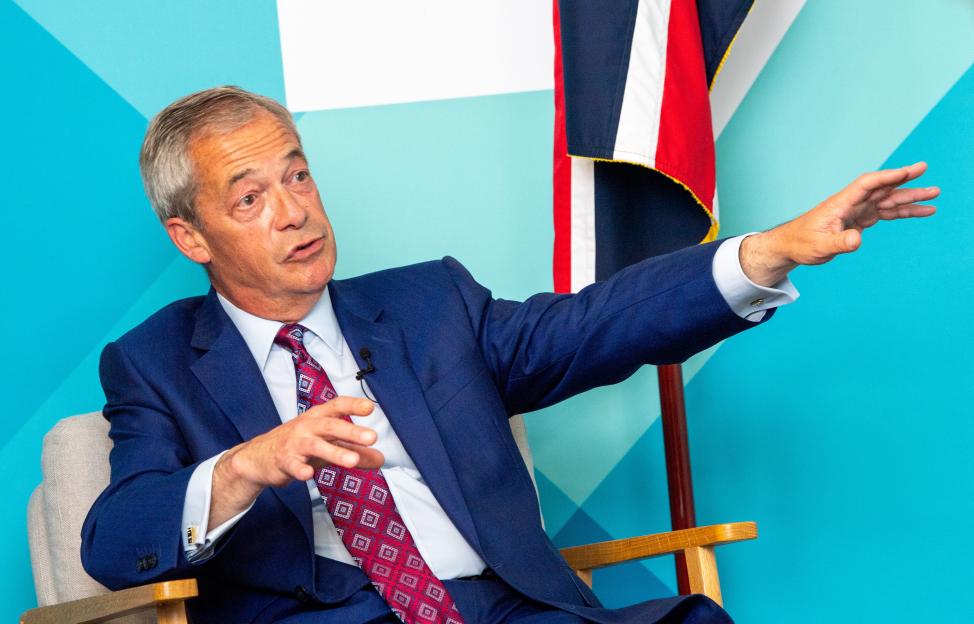Nigel Farage giving an interview.