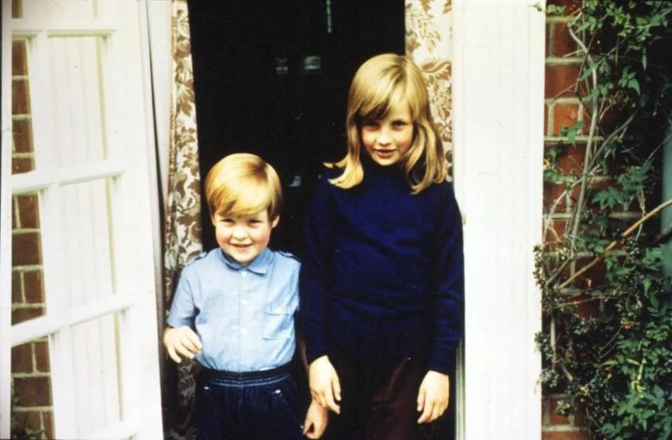 family file picture of Lady Diana Spencer (Diana Princess of Wales) with her Brother Charles, Lord Alhorp (Earl Spencer) in 1968.