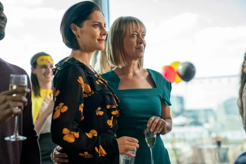 Nina (Annabel Scholey) and Hannah (Nicola Walker) attend a party in a scene from The Split.
