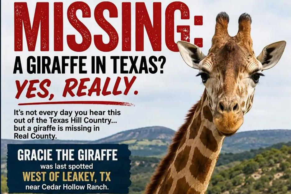 'Missing Giraffe Gracie Sparks $5,000 Reward After Two Weeks on the Run from Texas Ranch'