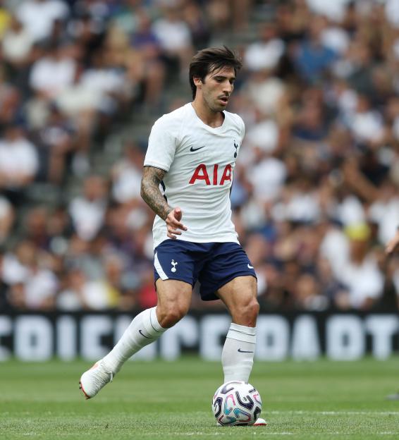 LONDON, ENGLAND, AUGUST 15: Sandro Tonali of Tottenham Hotspur on the ball during the Pre Season Friendly match between Tottenham Hotspur v TSG 1899 Hoffenheim at Tottenham Hotspur Stadium, London on 15 August. (Photo by Daniel Weir)