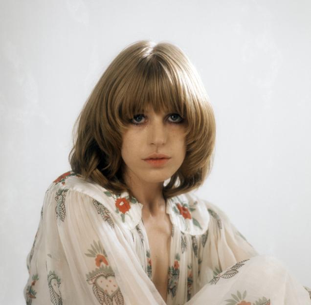 Marianne Faithfull wearing an Ossie Clark dress.