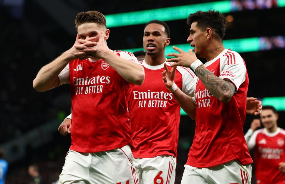 London, England, 22nd February 2026. Viktor Gyokeres (L) of Arsenal celebrates after scoring to make it 2-1 during the Tottenham Hotspur vs Arsenal Premier League match at the Tottenham Hotspur Stadium, London. Picture credit should read: Paul Terry