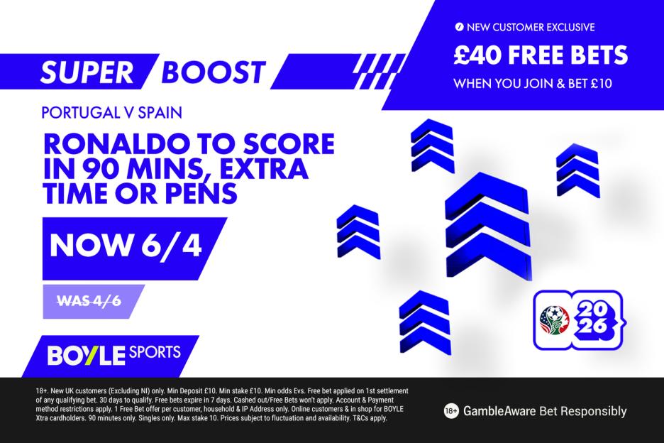 Portugal vs Spain: Wager £10 and Score £40 in Free Bets Plus a Cristiano Ronaldo Goal Boost at BOYLE Sports!
