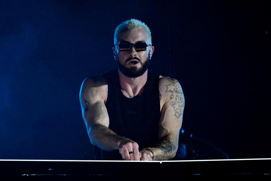 English DJ James Hype performing at the Lollapalooza music festival.