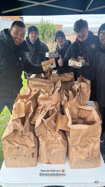 Michelle Keegan enjoying takeout on set