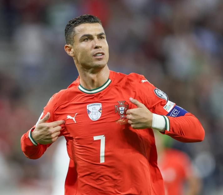 Cristiano Ronaldo of Portugal celebrates after scoring a...