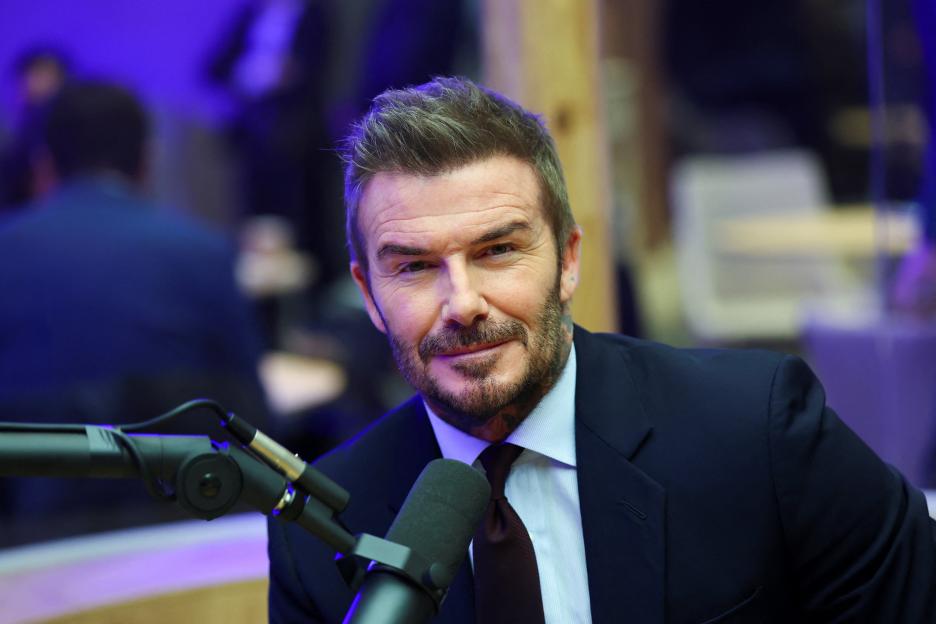 David Beckham, co-owner of Inter Miami and partner at Authentic Brands Group, poses for a photo ahead of a podcast.