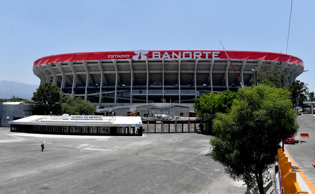 Scarlet Howes the US Sun editor, stands in front of the Estadio Azteca football stadium where Mexico and New Zealand will start the World Cup 2026 on June 11th
