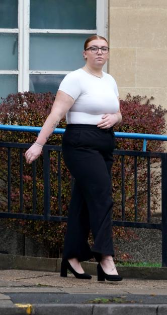 Alicia Novas, a prison officer accused of misconduct, leaves Northampton Mags court.