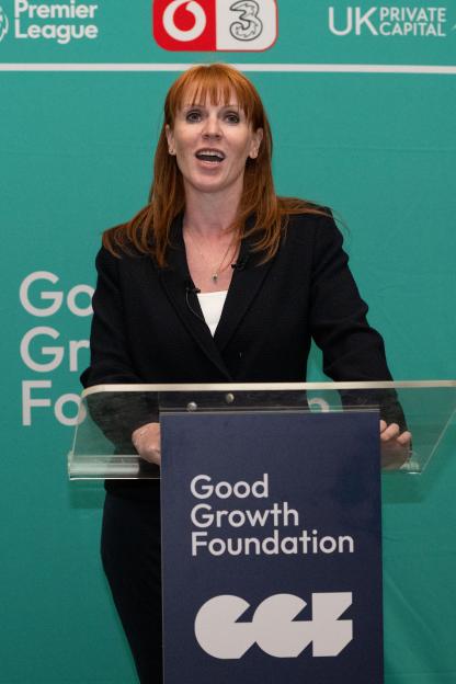 Angela Rayner speaks at the National Growth Debate at the Institute of Directors in London.