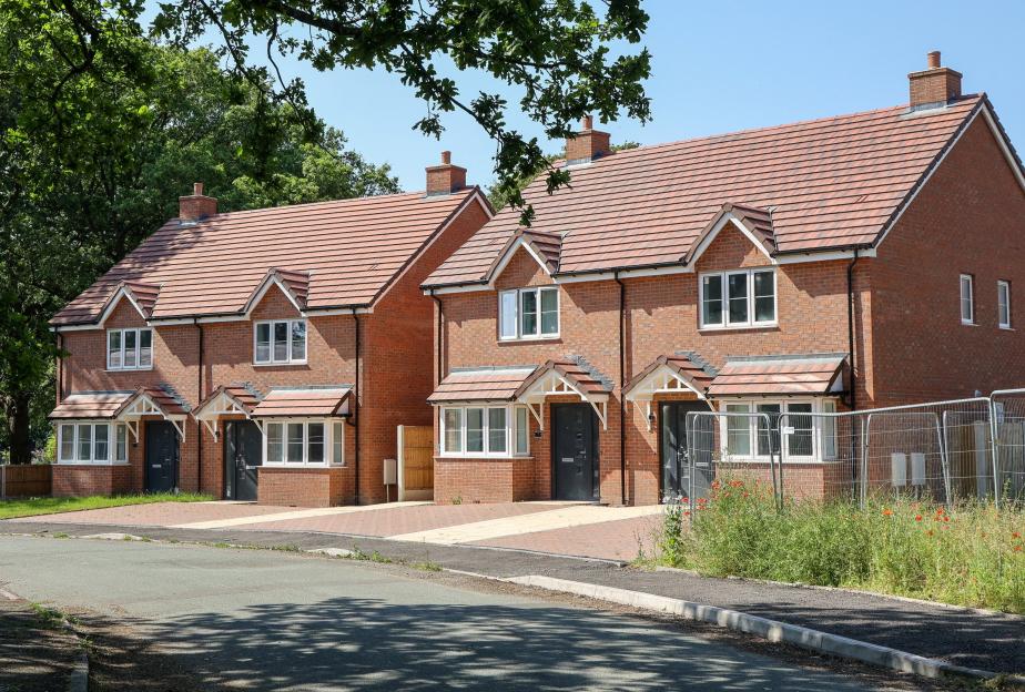 New build houses on Dutton Close, Stoke Heath, Shropshire, where asylum seekers will be housed.