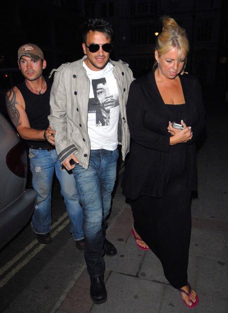 Peter Andre and Claire Powell (agent) leaving an event in London.