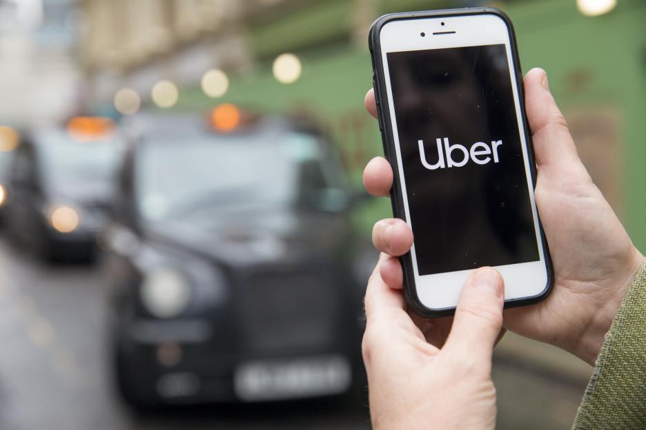 Uber car waiting for customer