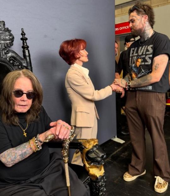 Ozzy Osbourne, Sharon Osbourne, and Post Malone.