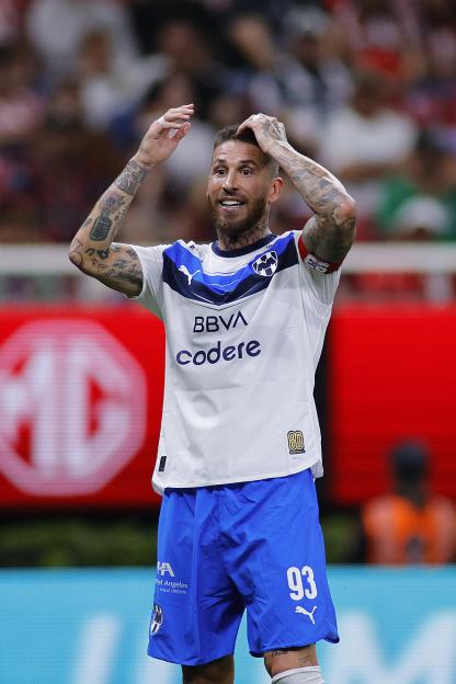 Sergio Ramos of Monterrey reacts during the 17th round match between Chivas and Monterrey.