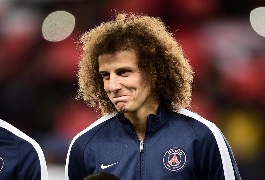 Soccer player David Luiz in a Paris Saint-Germain tracksuit.
