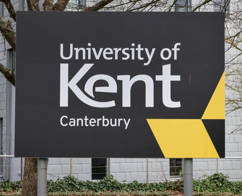 Sign for the University of Kent in Canterbury.