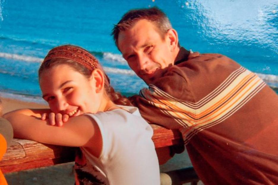 Lauren-Eden Penn with her father Shaun Dallison at a beach.