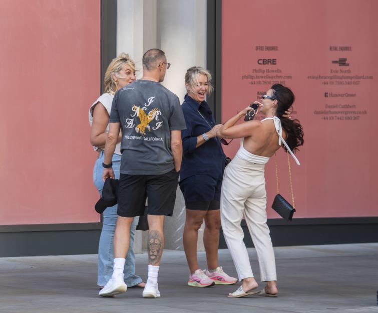 Paddy McGuinness introducing his new girlfriend Emma Carey to Josie Gibson while shopping in Covent Garden.