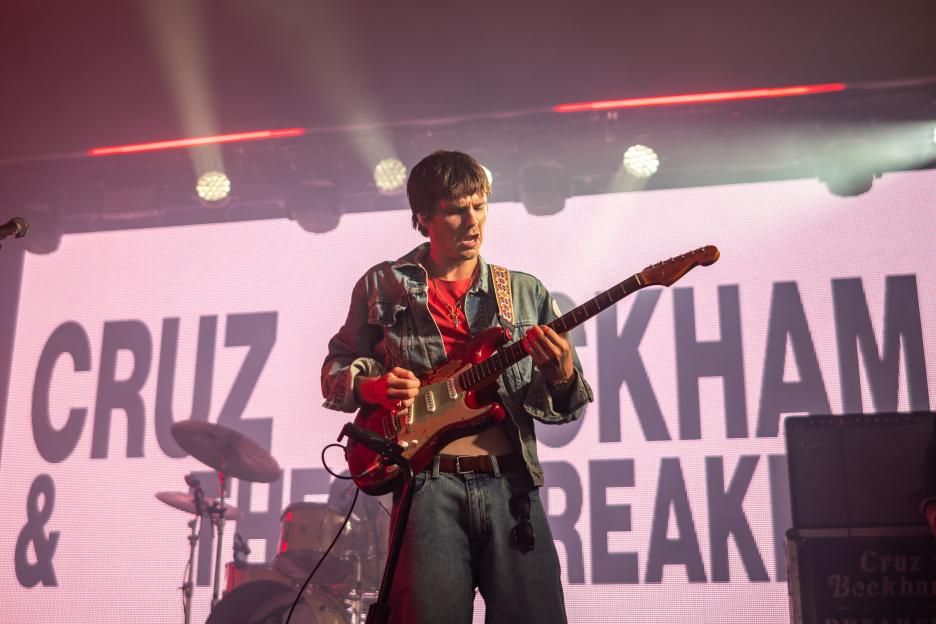 Cruz Beckham performing on the Canopy stage during the Reading Festival.
